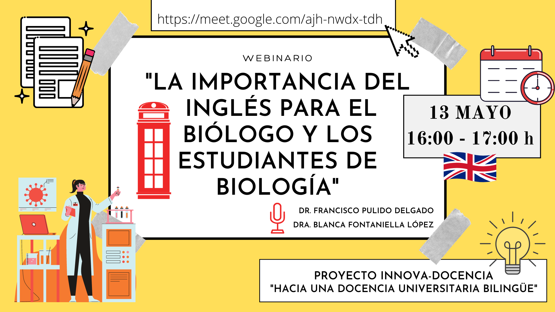 Webinar «La importancia del inglés para el biólogo y los estudiantes de biología» 13 de mayo, 16:00 h. - 1